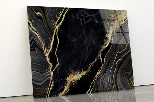 Luxury Black and Gold Wall Art Acrylic Glass Print Tempered Glass Wall Art 100% Made in Australia Ready to Hang