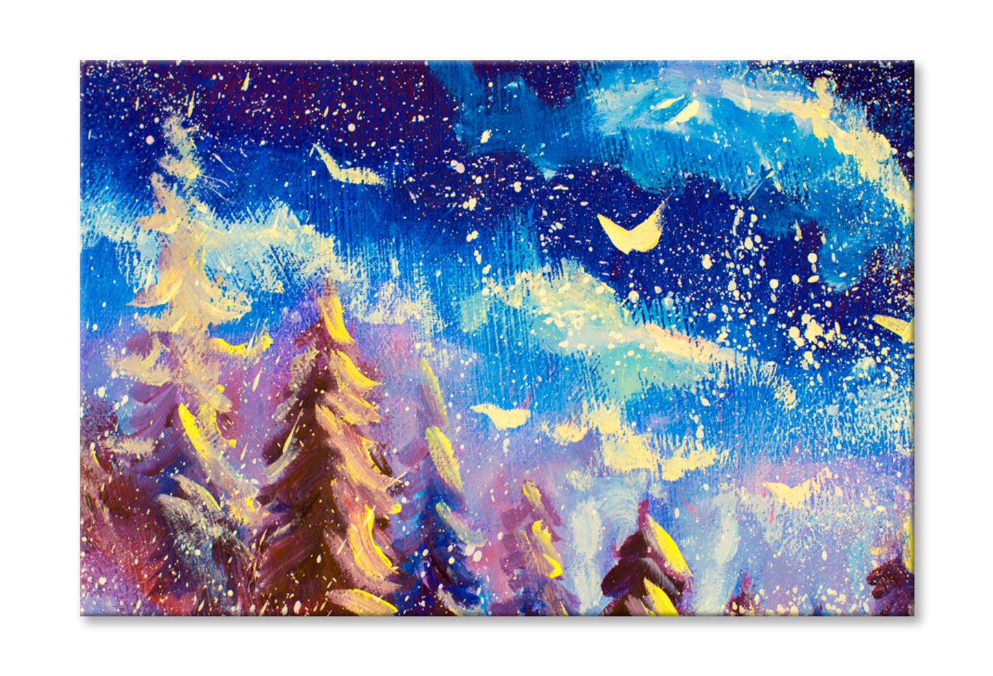 Christmas Big Snowy Fir Trees Oil Painting Wall Art Limited Edition High Quality Print Stretched Canvas None