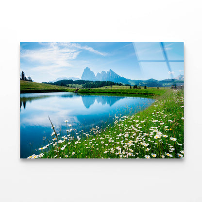 Alpine Lake Tiny Flowers Acrylic Glass Print Tempered Glass Wall Art 100% Made in Australia Ready to Hang