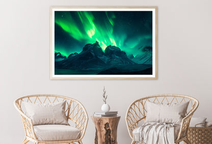 Green Northern Lights over the Mountains Home Decor Premium Quality Poster Print Choose Your Sizes