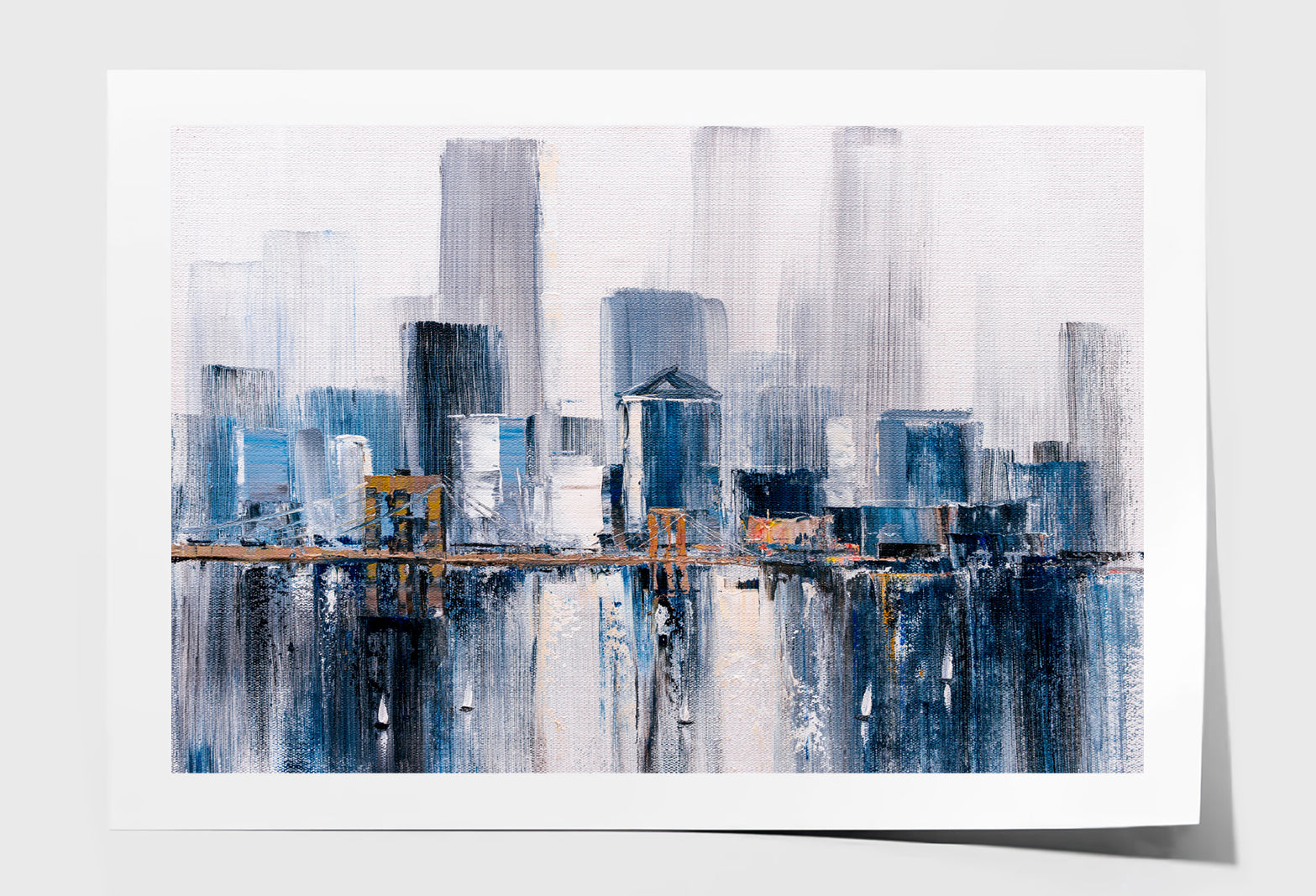 Brooklyn Bridge in New York Abstract Oil Painting Wall Art Limited Edition High Quality Print Unframed Roll Canvas None