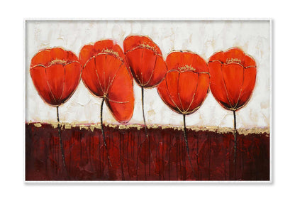 Red Gold Flower Texture Oil Painting Wall Art Limited Edition High Quality Print