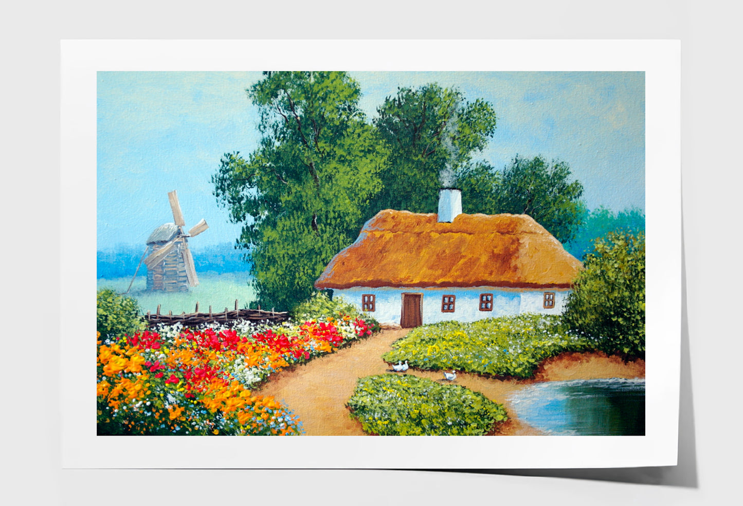 Nature, Old Village, House Oil Painting Wall Art Limited Edition High Quality Print Unframed Roll Canvas None