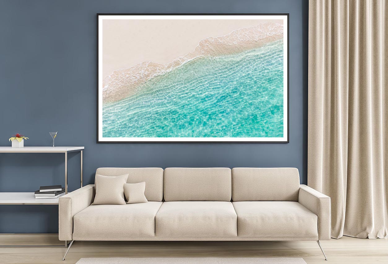 White Sand Beach with Wave Home Decor Premium Quality Poster Print Choose Your Sizes