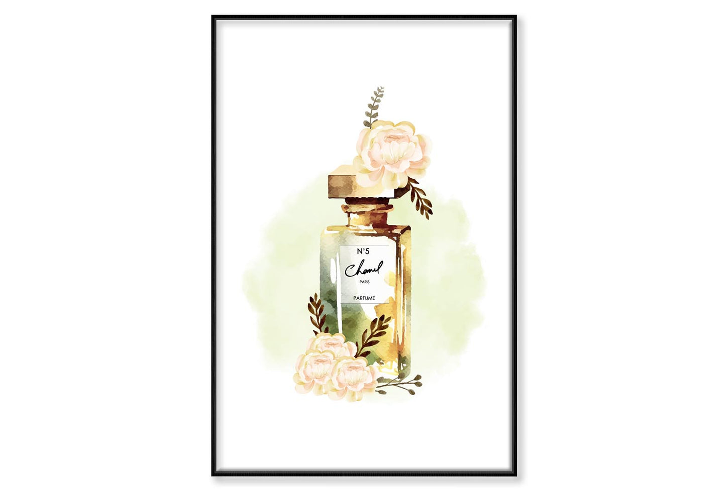 Green Gold Perfume Wall Art Limited Edition High Quality Print Canvas Box Framed Black