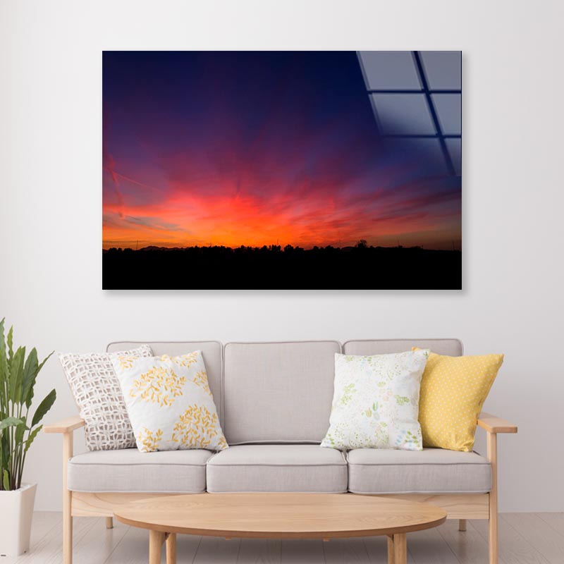 Beautiful Landscape of Dusk in The Countryside Acrylic Glass Print Tempered Glass Wall Art 100% Made in Australia Ready to Hang