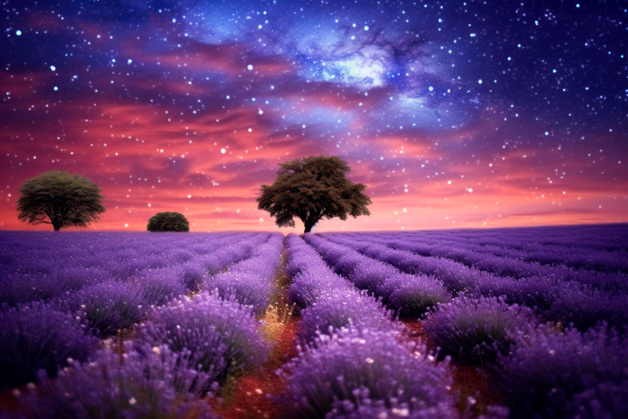 Lavender Field & Starry Night Sky Print 100% Australian Made