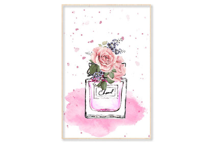 Pink Colored Flower Perfume Wall Art Limited Edition High Quality Print Canvas Box Framed Natural