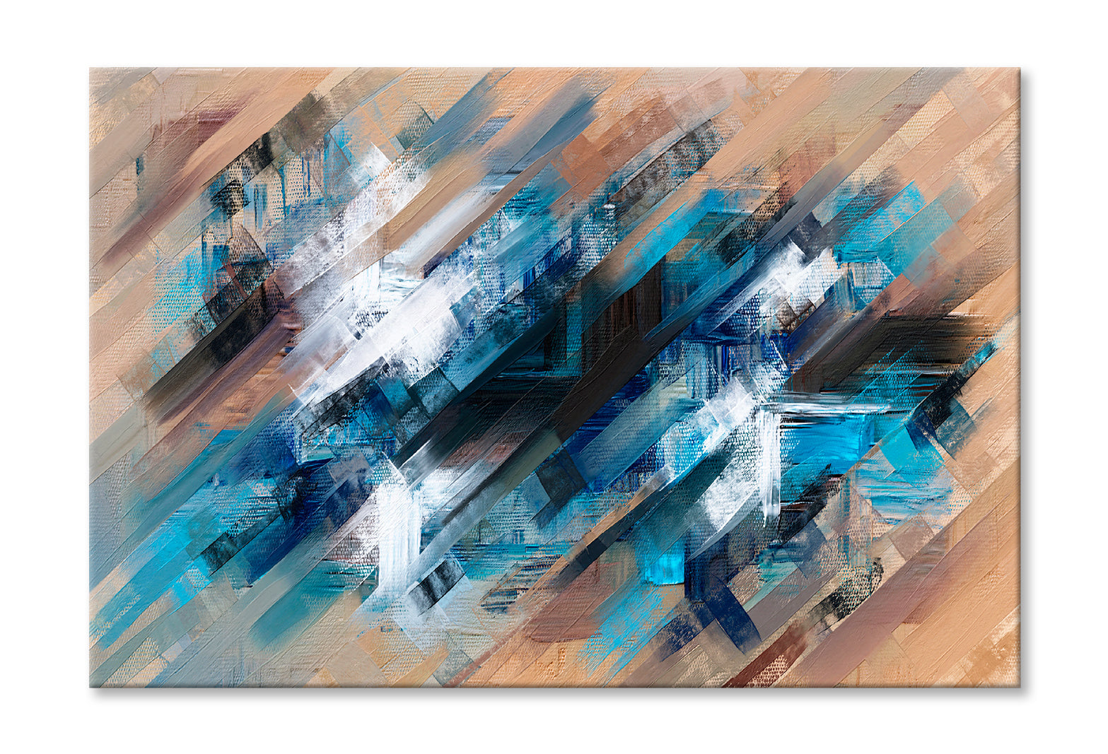 Abstract Diagonal Paint Strokes Oil Painting Wall Art Limited Edition High Quality Print Stretched Canvas None