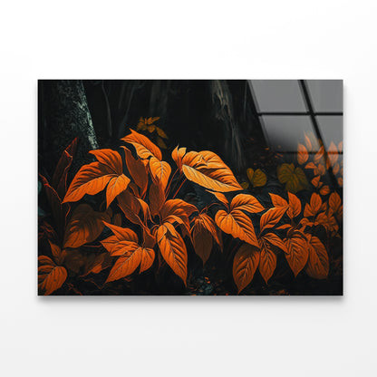 Orange Leaves Of Woodland Plants Acrylic Glass Print Tempered Glass Wall Art 100% Made in Australia Ready to Hang