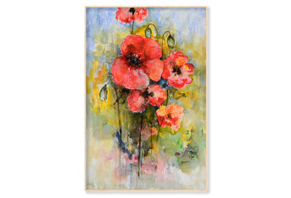 Red, Beautiful, Flower Oil Painting Wall Art Limited Edition High Quality Print