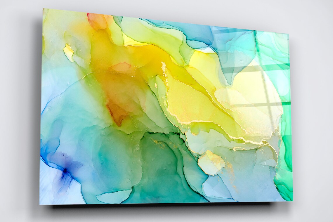 Blue, Green Abstract Art Acrylic Glass Print Tempered Glass Wall Art 100% Made in Australia Ready to Hang