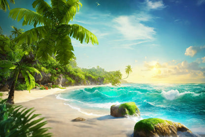 Tropical Island with Palm Trees View Home Decor Premium Quality Poster Print Choose Your Sizes