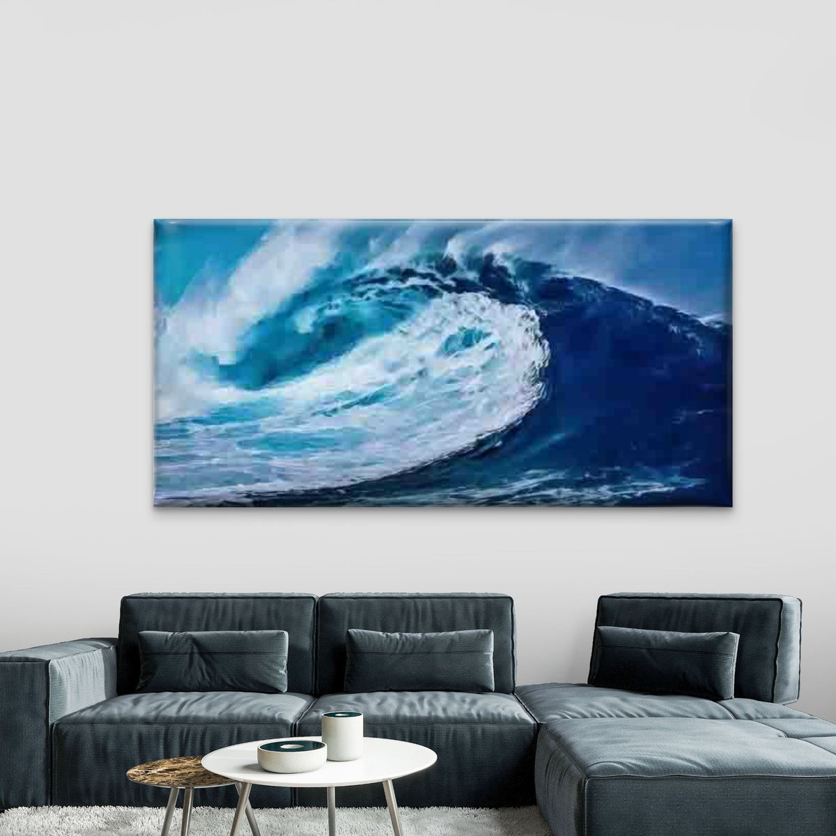 Ocean Wave & Sea Surf Wall Art Canvas Office Home Room Framed 120x60cm