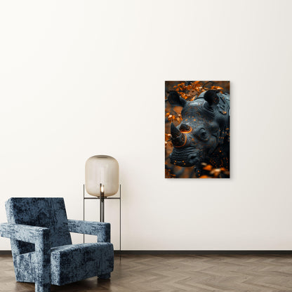 View Rhinoceros Animal With Futuristic Robotic Parts 60x90cm Metal Print Ready to Hang