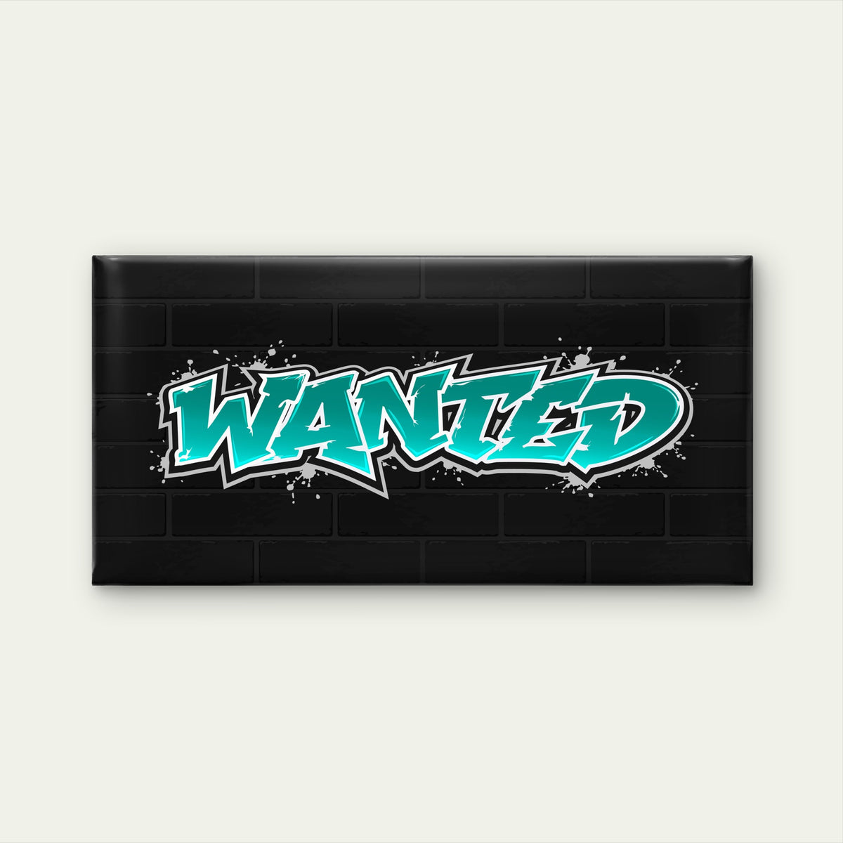 Teal Wanted Graffiti Theme Wall Art Canvas Office Home Room Framed 120x60cm