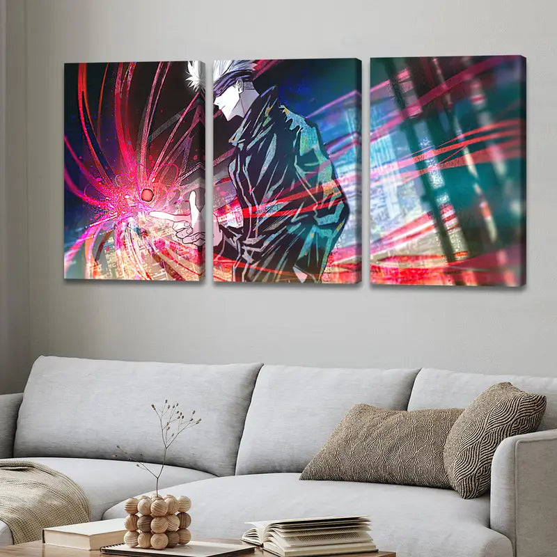 3pcs Anime Comic Art Character Poster Wall Art Set Canvas Framed 60x90cm - High Quality Print 100% Australian Made Wall Canvas Ready to Hang