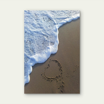 Moment Of A Heart Drawn In The Sand 40x60cm Metal Print Ready to Hang