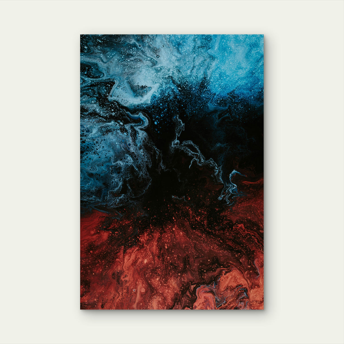 Vibrant Blue And Red Abstract 60x90cm Metal Print Ready to Hang
