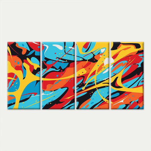 4pcs Bold Vibrant Pop Art Street Graffiti Wall Art Canvas Framed 45x80cm - High Quality Print 100% Australian Made Wall Canvas Ready to Hang