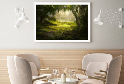 A Foggy Forest Scene with Trees and Grass Home Decor Premium Quality Poster Print Choose Your Sizes