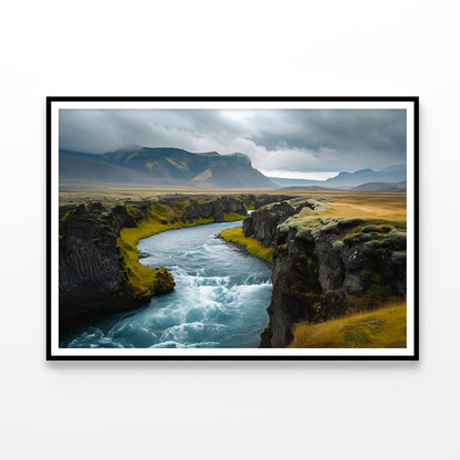 Dramatic Views of Beautiful Icelandic Nature with Mountains Home Decor Premium Quality Poster Print Choose Your Sizes