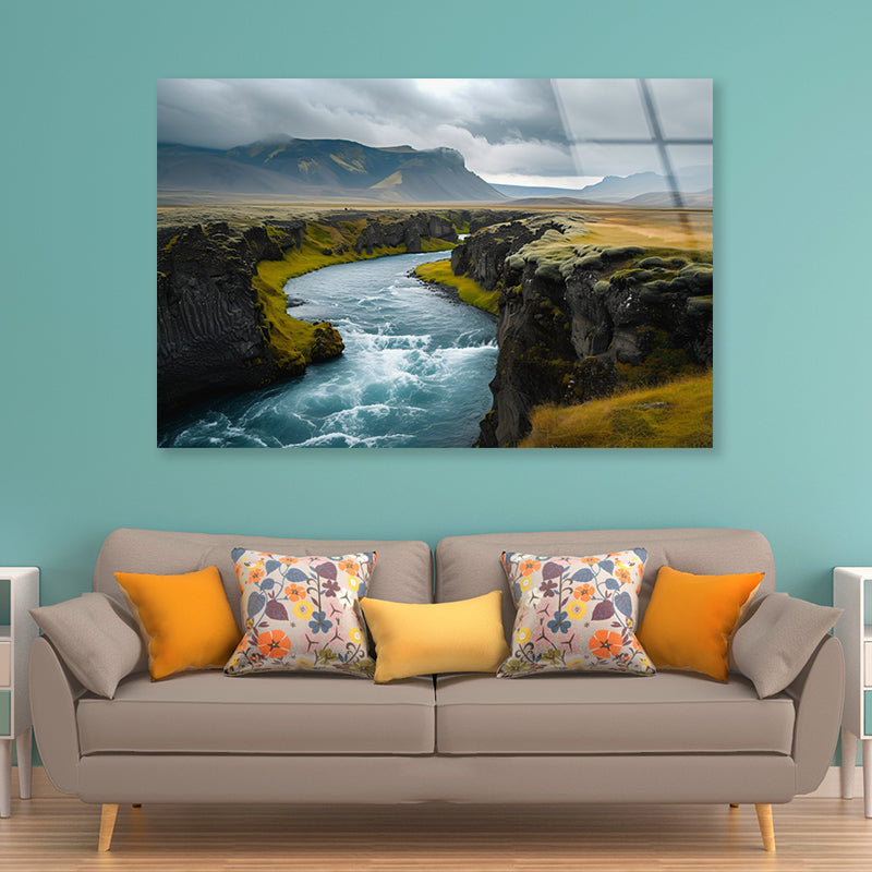 Dramatic Views of Beautiful Icelandic Nature with Mountains Acrylic Glass Print Tempered Glass Wall Art 100% Made in Australia Ready to Hang