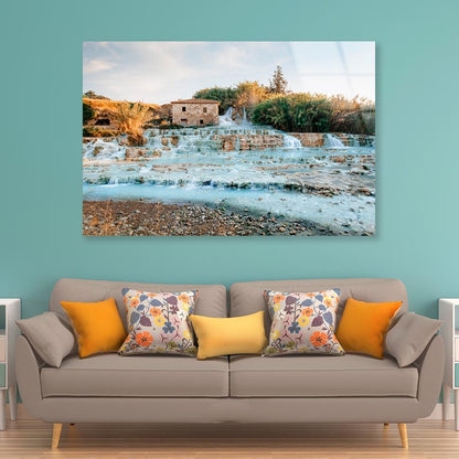 Terme Di Saturnia - Mill Waterfalls, Tuscany, Italy Acrylic Glass Print Tempered Glass Wall Art 100% Made in Australia Ready to Hang