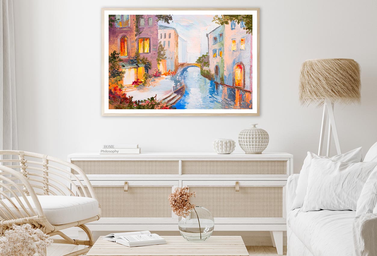 Oil Painting - Canal in Venice, Italy Home Decor Premium Quality Poster Print Choose Your Sizes