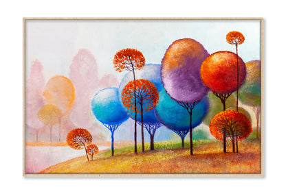 Colorful Abstract Trees Landscape Oil Painting Wall Art Limited Edition High Quality Print Canvas Box Framed Natural