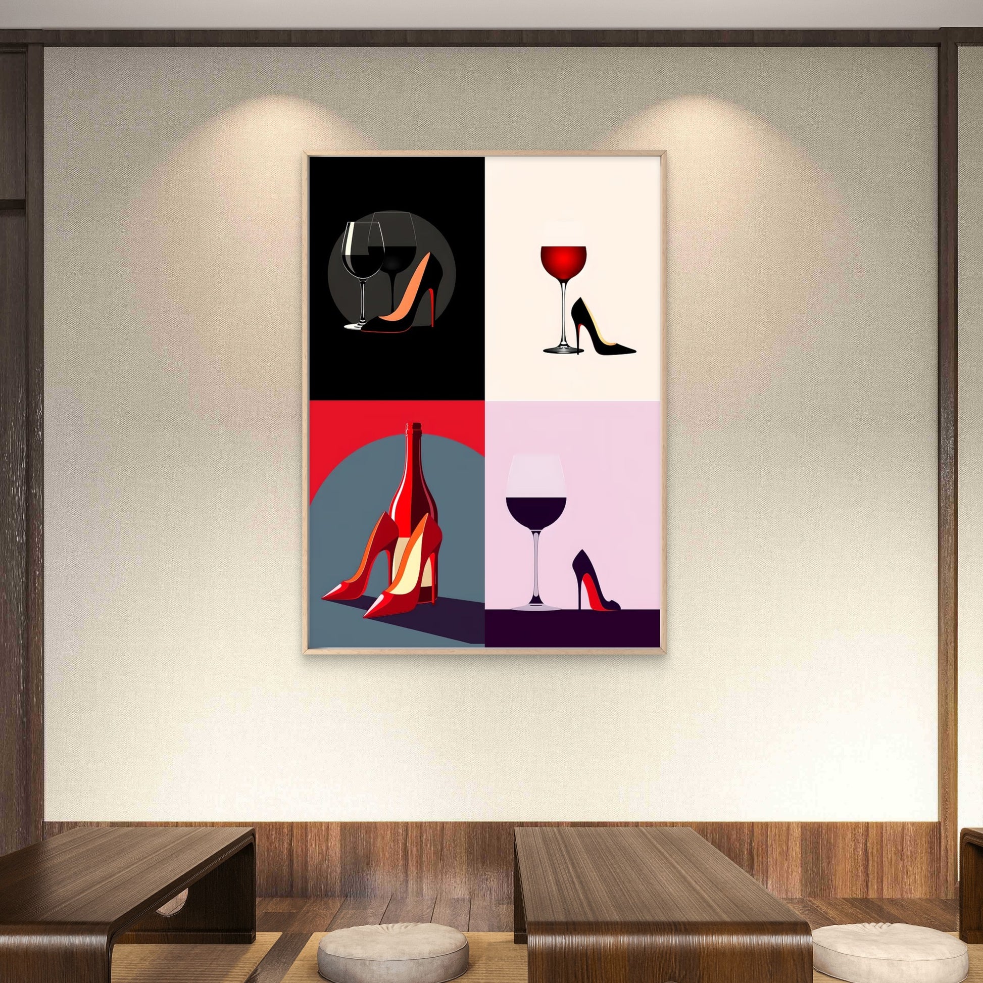 Collage of Wine Heels Chic Art Fashion Home Decor Premium Quality Poster Print Choose Your Sizes - Bella Home Decor