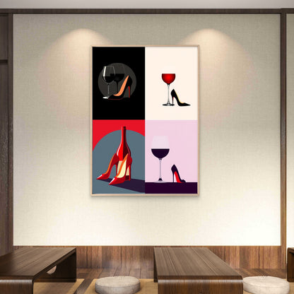 Collage of Wine Heels Chic Art Fashion Home Decor Premium Quality Poster Print Choose Your Sizes - Bella Home Decor