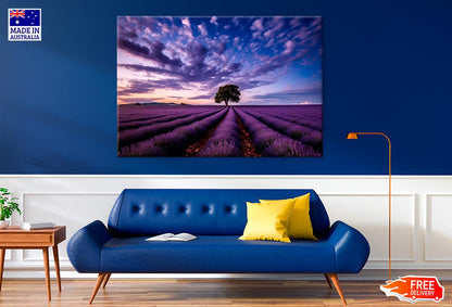 Lavender Field & Cloudy Night Sky Print 100% Australian Made