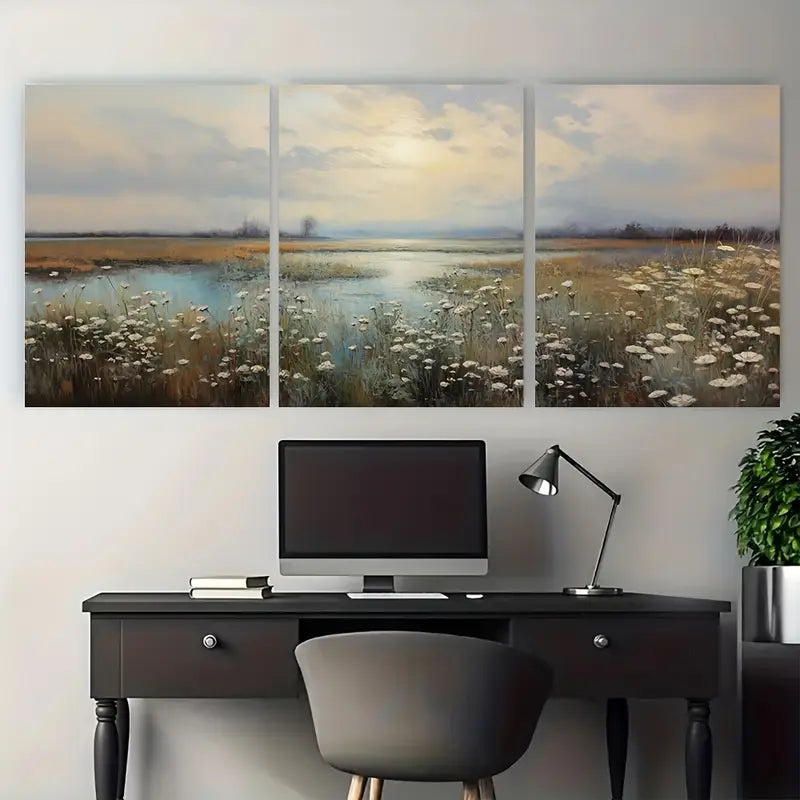 3pcs Vintage Country Daisies Wildflower Metal Print Ready to Hang Art