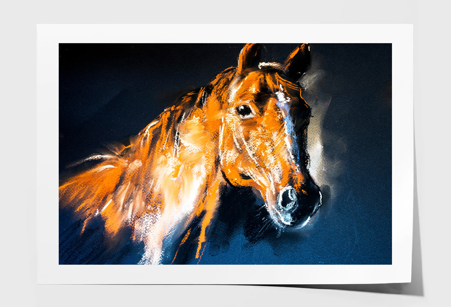 Brown Horse Face Closeup Oil Painting Wall Art Limited Edition High Quality Print Unframed Roll Canvas None