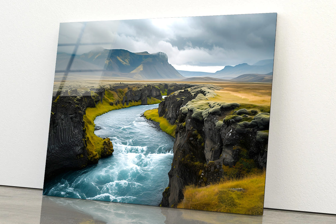 Dramatic Views of Beautiful Icelandic Nature with Mountains Acrylic Glass Print Tempered Glass Wall Art 100% Made in Australia Ready to Hang