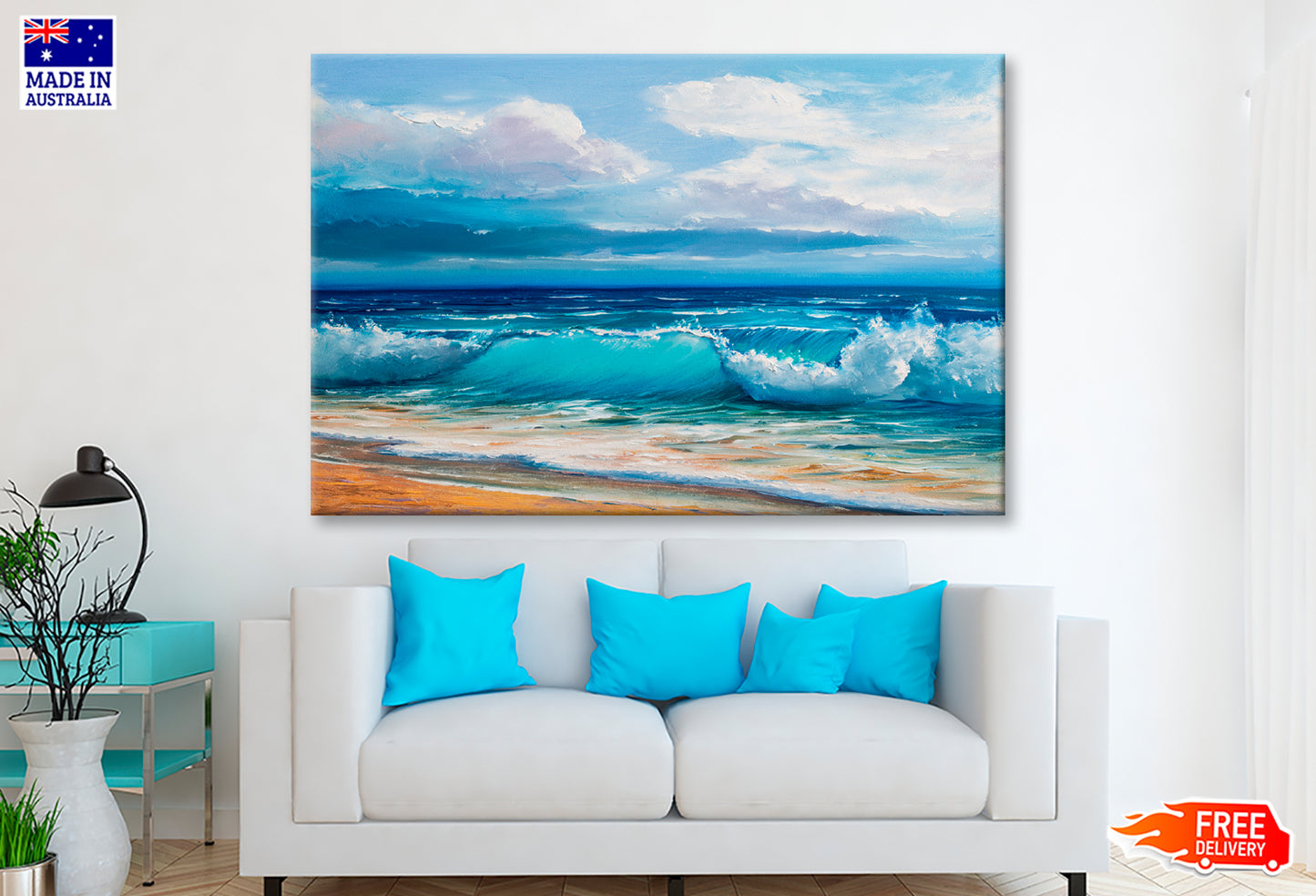 Sea Waves With Beach Painting Limited Edition High Quality Print