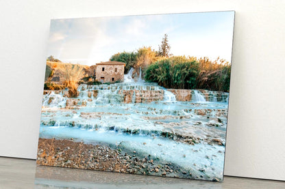 Terme Di Saturnia - Mill Waterfalls, Tuscany, Italy Acrylic Glass Print Tempered Glass Wall Art 100% Made in Australia Ready to Hang