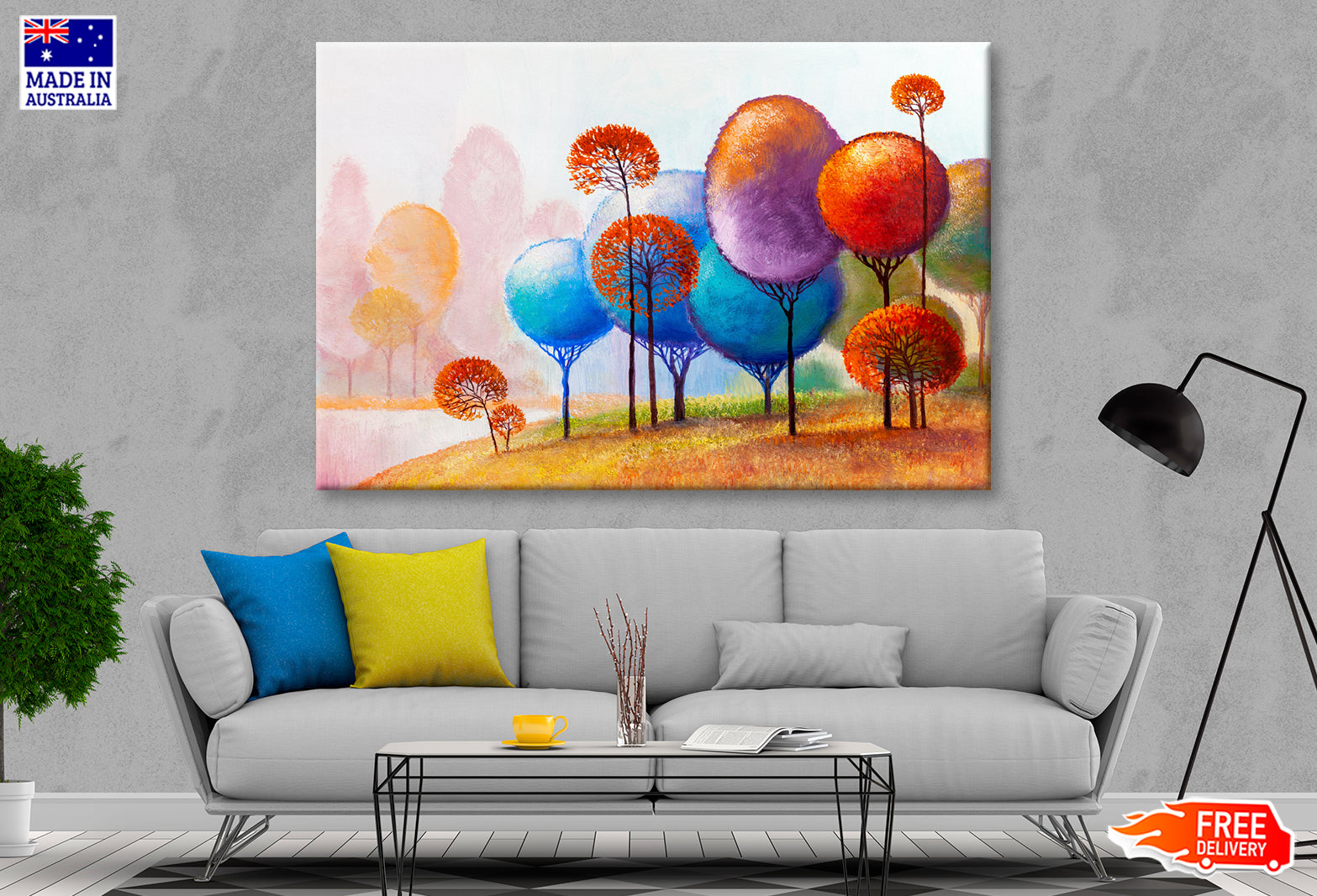 Colorful Abstract Trees Landscape Oil Painting Wall Art Limited Edition High Quality Print