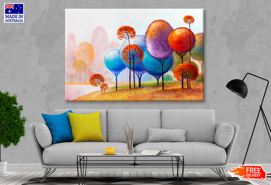 Colorful Abstract Trees Landscape Oil Painting Wall Art Limited Edition High Quality Print