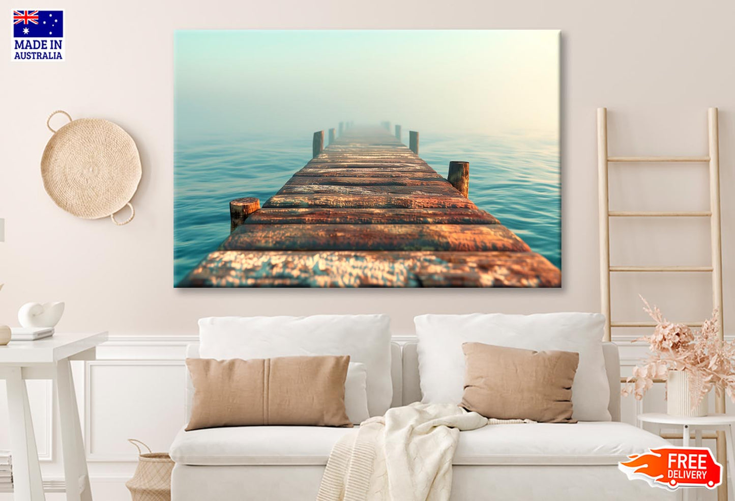 Pier In the Sea Misty View Wall Art Decor 100% Australian Made