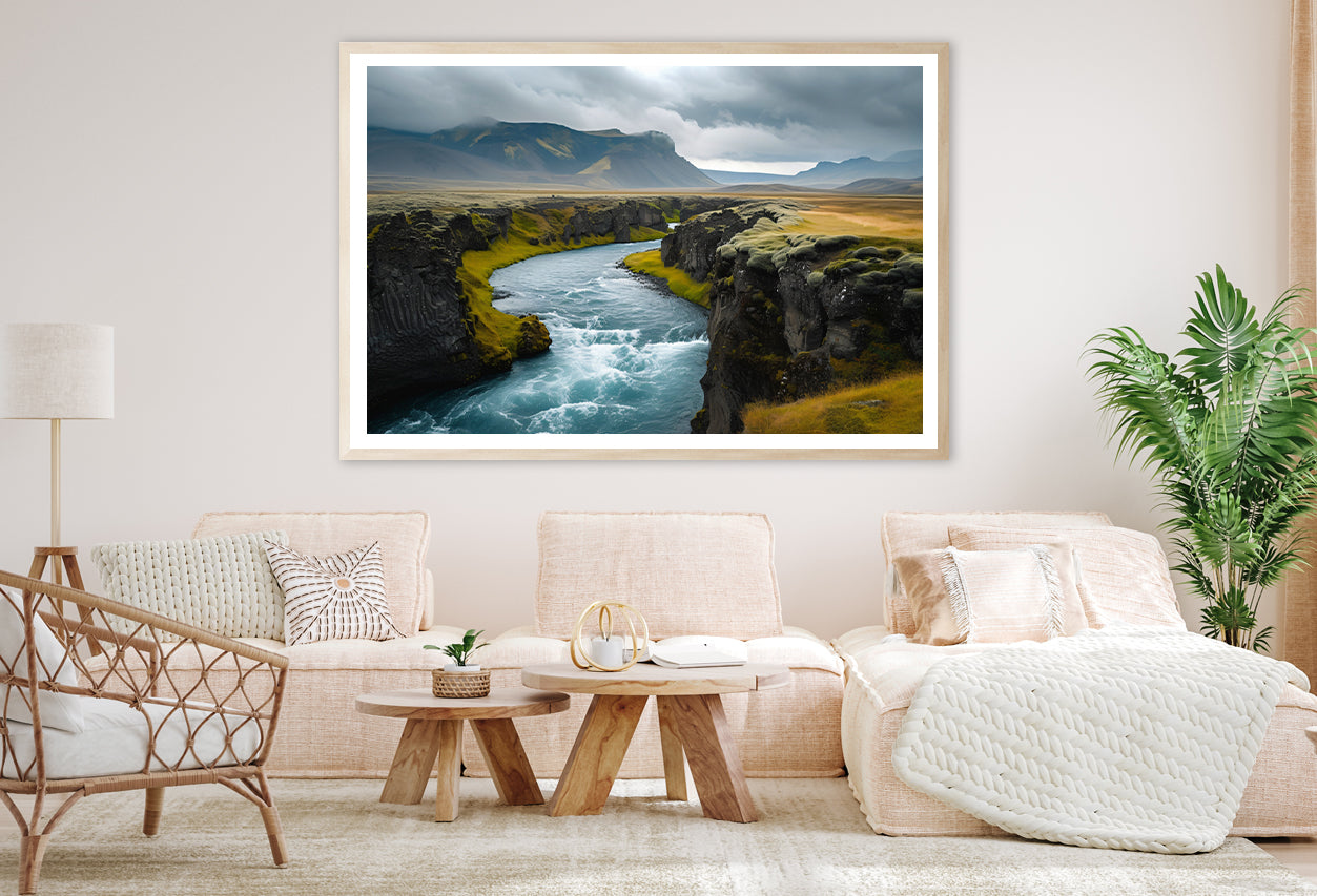 Dramatic Views of Beautiful Icelandic Nature with Mountains Home Decor Premium Quality Poster Print Choose Your Sizes