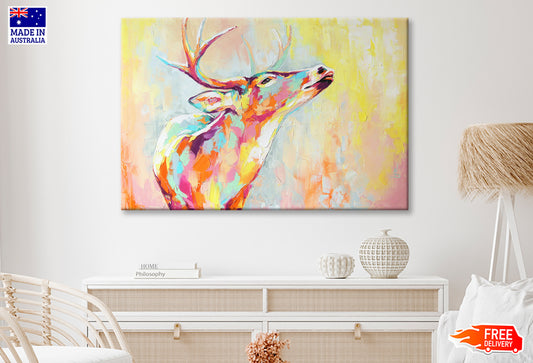 Abstract Multicolored Closeup Deer Oil Painting Wall Art Limited Edition High Quality Print