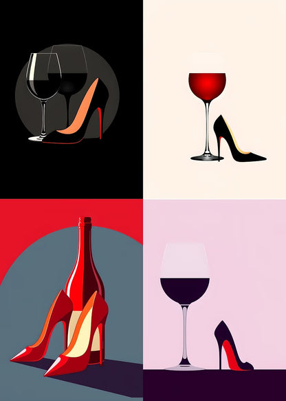 Collage of Wine Heels Chic Art Fashion Home Decor Premium Quality Poster Print Choose Your Sizes - Bella Home Decor