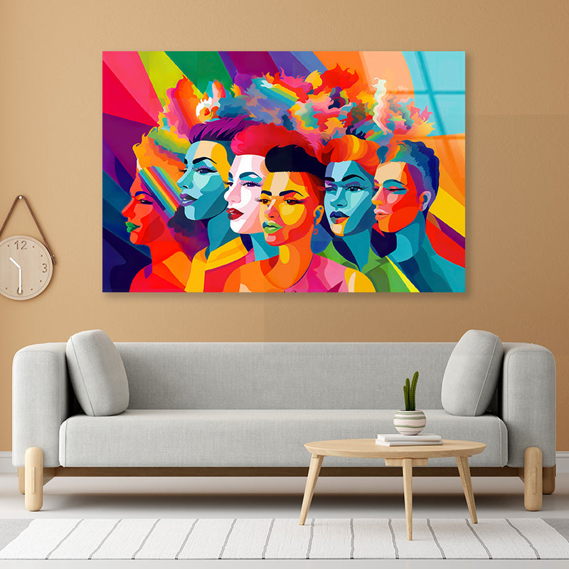 Group of People Modern Art Style Acrylic Glass Print Tempered Glass Wall Art 100% Made in Australia Ready to Hang