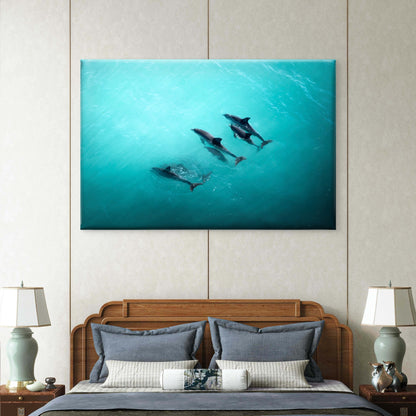 Pod of Dolphins Blue Ocean Wall Art Decor 100% Australian Made