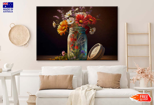 Flowers in Jar, Beautiful Bouquet Wall Art Limited Edition High Quality Print