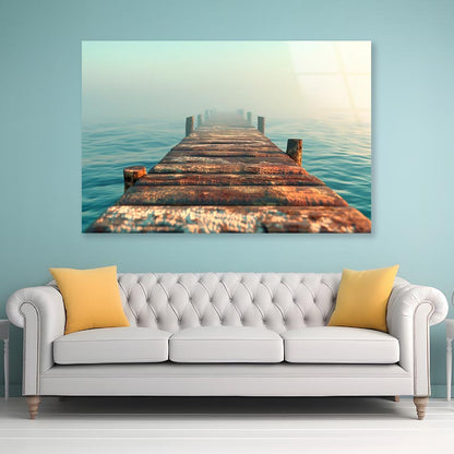 Pier In the Sea Misty View  Acrylic Glass Print Tempered Glass Wall Art 100% Made in Australia Ready to Hang