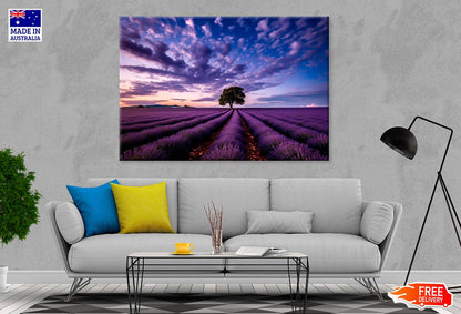 Lavender Field & Cloudy Night Sky Print 100% Australian Made