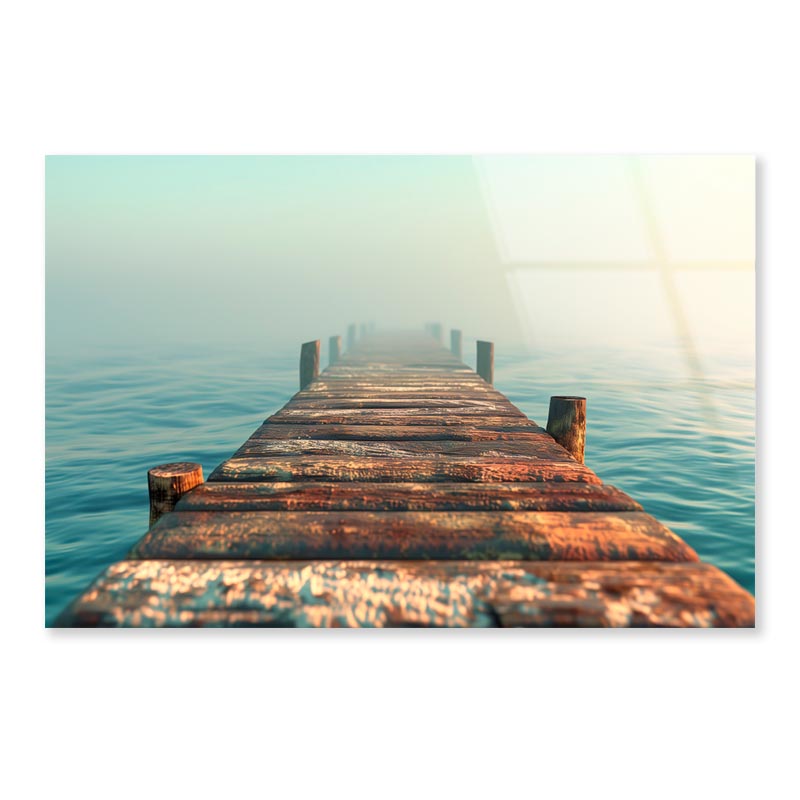 Pier In the Sea Misty View  Acrylic Glass Print Tempered Glass Wall Art 100% Made in Australia Ready to Hang